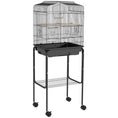 Load image into Gallery viewer, Bird Cage Budgie Cages for Finch Canary Parakeet with Stand Wheels Slide-out Tray Accessories Storage Shelf, Black 46.5 x 36 x 124 cm