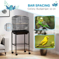 Load image into Gallery viewer, Bird Cage Budgie Cages for Finch Canary Parakeet with Stand Wheels Slide-out Tray Accessories Storage Shelf, Black 46.5 x 36 x 124 cm