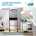 Load image into Gallery viewer, Bird Cage Budgie Cages for Finch Canary Parakeet with Stand Wheels Slide-out Tray Accessories Storage Shelf, Black 46.5 x 36 x 124 cm
