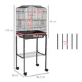 Load image into Gallery viewer, Bird Cage Budgie Cages for Finch Canary Parakeet with Stand Wheels Slide-out Tray Accessories Storage Shelf, Black 46.5 x 36 x 124 cm