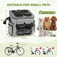 Load image into Gallery viewer, Dog Bike Basket, Soft-Sided Pet Carrier with Security Leash, Mesh Door & Window, Plush Cushion, Bowl for Small Dogs Cats, Up to 5 kg, Portable Breathable, Light Grey