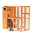 Gallery viewerに画像を読み込む, Large Catio Outdoor Cat Enclosure Weatherproof Cat House with Cat Condo, Indoor Wooden Cat Cage Pet Kennel, 77"L x 38"W x 69"H
