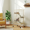 Load image into Gallery viewer, PawHut 47" Small Animal Cage, 4 Levels Large Rolling Metal Ferret Chinchilla Rabbit Cage with 5.9" Deep Tray, 3 Ramps, Water Bottle, Food Dish, for Syrian, Squirrel, Beige