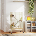 Load image into Gallery viewer, PawHut 47" Small Animal Cage, 4 Levels Large Rolling Metal Ferret Chinchilla Rabbit Cage with 5.9" Deep Tray, 3 Ramps, Water Bottle, Food Dish, for Syrian, Squirrel, Beige