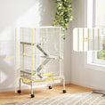 Load image into Gallery viewer, PawHut 47" Small Animal Cage, 4 Levels Large Rolling Metal Ferret Chinchilla Rabbit Cage with 5.9" Deep Tray, 3 Ramps, Water Bottle, Food Dish, for Syrian, Squirrel, Beige