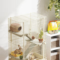 Load image into Gallery viewer, Rolling Rabbit Cage, 4 Level Rolling Rat Cage with 3 Ramps, Water Bottle, Food Dish, 15cm Deep Tray for Easy Cleaning, Small Pet Cage for Ferrets, Chinchillas, Squirrel, Syrian, Beige