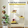 Load image into Gallery viewer, PawHut 47" Small Animal Cage, 4 Levels Large Rolling Metal Ferret Chinchilla Rabbit Cage with 5.9" Deep Tray, 3 Ramps, Water Bottle, Food Dish, for Syrian, Squirrel, Beige