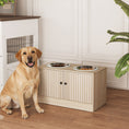 Load image into Gallery viewer, Elevated Dog Bowls with Slow Feeder, Dog Pet Feeding Station with Storage, 2 Stainless Steel Food and Water Bowl, Non-Slip, for Large Pets, 24" x 12" x 14", Oak