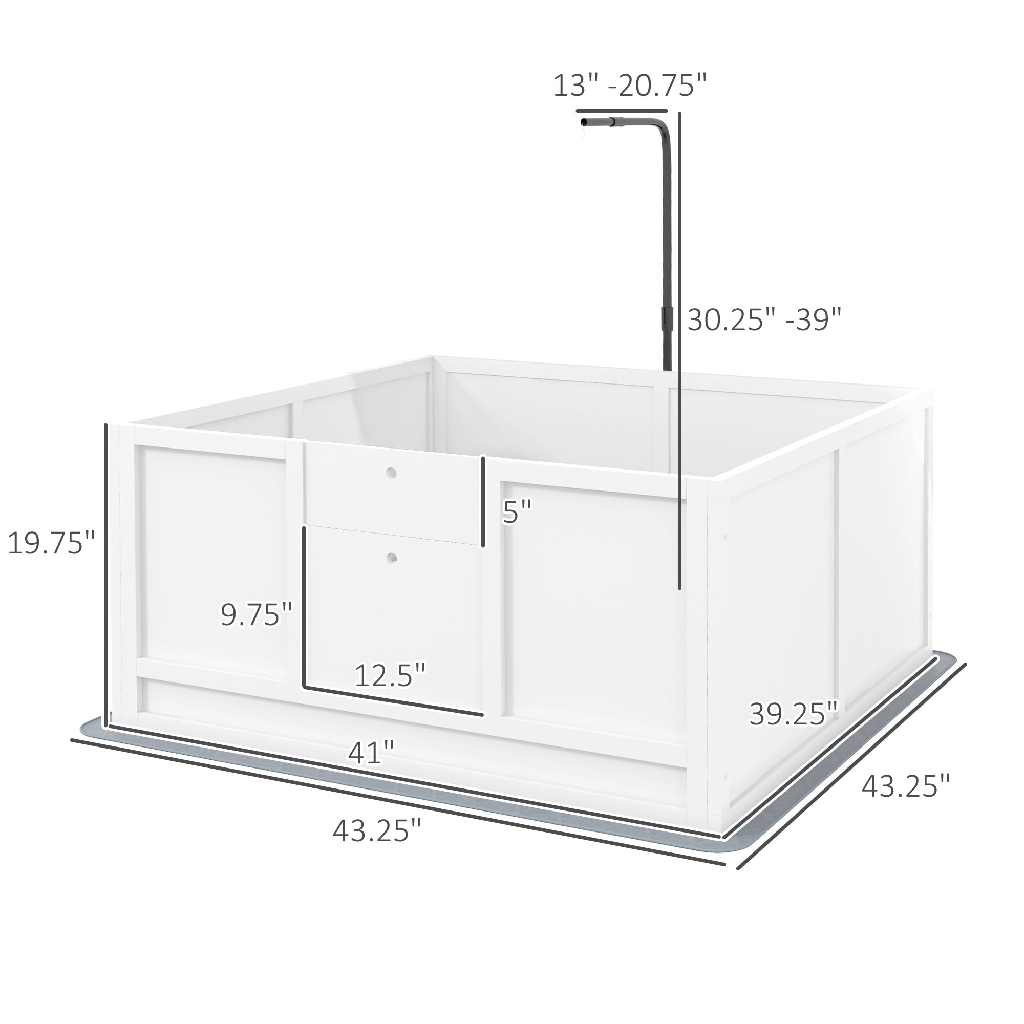 PawHut Whelping Box for Dogs with Retractable Light Stand, Waterproof Mat for Puppies with Pig Rail, Adjustable Height Door for Small, Medium & Large Breed Dogs, 41" x 39"