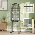Load image into Gallery viewer, Bird Cage Budgie Cage with Stand Slide Tray Handle for Finch Canary 43 x 32.5 x 163cm Black