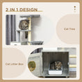 Load image into Gallery viewer, Cat Tower with Litter Box Enclosure, Cat Tree for Indoor Cats with Cat House, Scratching Post, Hammock, Grey