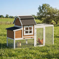 Load image into Gallery viewer, 71" Chicken Coop for 3 Chickens, Wooden Hen House Outdoor Duck House with Run, Removable Tray, Nesting Box, Waterproof Asphalt Roof, Ramp and Perches, Bunny Hutch, Brown