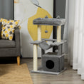 Load image into Gallery viewer, Cat Tree, 90cm Cat Tower with Sisal Scratching Posts, Cat Condo, Hammock, Top Perch and 2 Hanging Toys for Indoor Cats, Grey