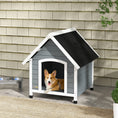 Load image into Gallery viewer, Dog Kennel Outdoor Wooden Dog House with Removable Floor, Elevated Pet Shelter, Anti-Corrosion Wood, for Medium Dogs, 82H x 75W x 88Dcm - Grey