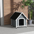 Load image into Gallery viewer, Dog Kennel Outdoor Wooden Dog House with Removable Floor, Elevated Pet Shelter, Anti-Corrosion Wood, for Medium Dogs, 82H x 75W x 88Dcm - Grey