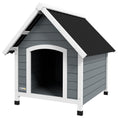 Load image into Gallery viewer, Dog Kennel Outdoor Wooden Dog House with Removable Floor, Elevated Pet Shelter, Anti-Corrosion Wood, for Medium Dogs, 82H x 75W x 88Dcm - Grey