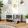 Charger l'image dans la visionneuse de la galerie, Rabbit Hutch, Wooden Guinea Pig Cage with Run, Openable Top, Pull Out Tray and Ramp, Hamster Cage with Water-Resistant Roof for Indoor Outdoor, Grey