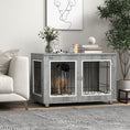 Load image into Gallery viewer, Dog Crate Furniture, Indoor Dog Kennel Side End Table with Cushion, Double Doors, for Medium and Large Breeds, 90 x 58 x 65 cm, Grey