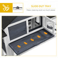Load image into Gallery viewer, PawHut 83" L Outdoor Rabbit Hutch with Double Runs, Large Guinea Pig Cage Indoor, Wooden Bunny Hutch with Weatherproof Roof, Removable Tray, Ramps, Dark Gray
