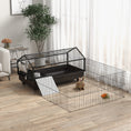 Load image into Gallery viewer, PawHut Small Animal Cage with Foldable Run Area, Rolling Bunny Cage, Guinea Pig Cage, Hedgehog Cage with Water Bottle, Water Bowl, and Ramps, 46.5"