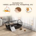 Load image into Gallery viewer, PawHut Small Animal Cage with Foldable Run Area, Rolling Bunny Cage, Guinea Pig Cage, Hedgehog Cage with Water Bottle, Water Bowl, and Ramps, 46.5"