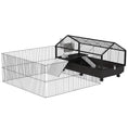 Load image into Gallery viewer, PawHut Small Animal Cage with Foldable Run Area, Rolling Bunny Cage, Guinea Pig Cage, Hedgehog Cage with Water Bottle, Water Bowl, and Ramps, 46.5"