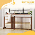 Load image into Gallery viewer, PawHut Adjustable Wooden Pet Gate, Freestanding Dog Fence for Doorway, Hall, 3 Panels w/ Safety Barrier, Lockable Door, Brown, 44.5"-65.25" L x 14.25" H