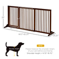 Load image into Gallery viewer, PawHut Adjustable Wooden Pet Gate, Freestanding Dog Fence for Doorway, Hall, 3 Panels w/ Safety Barrier, Lockable Door, Brown, 44.5"-65.25" L x 14.25" H