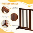 Load image into Gallery viewer, PawHut Adjustable Wooden Pet Gate, Freestanding Dog Fence for Doorway, Hall, 3 Panels w/ Safety Barrier, Lockable Door, Brown, 44.5"-65.25" L x 14.25" H