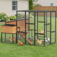 Load image into Gallery viewer, 105" Large Chicken Coop, Walk-in Wooden Hen House for 7-12 Hens, Poultry Cage Chicken House with Run, 2 Nesting Boxes, Roosting Bars, Waterproof Roof and Ramp, Yellow