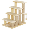 Load image into Gallery viewer, PawHut Cat Stairs, 2 in 1 Cat Tree Tower Pet Steps with Scratching Posts, Hanging Toy Ball, 4-Step Cat Climbing Tower for High Bed, Sofa, Indoor Use, Beige