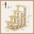 Load image into Gallery viewer, PawHut Cat Stairs, 2 in 1 Cat Tree Tower Pet Steps with Scratching Posts, Hanging Toy Ball, 4-Step Cat Climbing Tower for High Bed, Sofa, Indoor Use, Beige