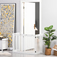 Load image into Gallery viewer, Freestanding Pet Gate 4 Panel Dog Barrier Folding Safety Fence with Support Feet up to 80.25" Long 29.5" Tall for Doorway Stairs Black White
