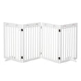 Load image into Gallery viewer, Freestanding Pet Gate 4 Panel Dog Barrier Folding Safety Fence with Support Feet up to 80.25" Long 29.5" Tall for Doorway Stairs Black White