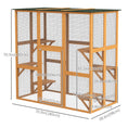 Load image into Gallery viewer, Large Outdoor Catio Enclosure, Weatherproof Cat House with Asphalt Roof, Wooden Cat Patio Cage with 6 Balanced Platforms, 71" x 39" x 71", Orange