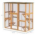 Load image into Gallery viewer, PawHut Outdoor Cat House Big Catio Wooden Feral Cat Shelter Enclosure with Large Spacious Interior, 6 High Ledges, Weather Protection Asphalt Roof, 71" L, Orange