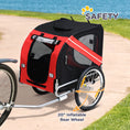 Load image into Gallery viewer, Aosom Dog Bike Trailer, Pet Wagon Bicycle Trailer with Easy Folding Cart Frame, 20" Large Rubber Wheels, 3 Entrances, Mesh Screen, Pet Bike Trailer for Off-Road & Travel, Red and Black