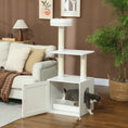 Load image into Gallery viewer, Cat Tree with Litter Box Enclosure, Hidden Cat Tower with Sisal Covered Scratching Posts, Large Platform, Bed, Modern Furniture for Indoor Kittens, White