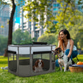 Load image into Gallery viewer, Dog Pen, Pet Playpen, Portable Foldable Dog Cat Playpen Soft Pet Cage with Storage Bag for Puppies, Rabbits, Kittens, Guinea Pigs, 84 x 64 x 53cm - Grey