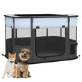 Load image into Gallery viewer, Dog Pen, Pet Playpen, Portable Foldable Dog Cat Playpen Soft Pet Cage with Storage Bag for Puppies, Rabbits, Kittens, Guinea Pigs, 84 x 64 x 53cm - Grey