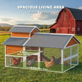 Load image into Gallery viewer, 79"L Chicken Coop for 6 Chickens, Outdoor Wooden Hen House Poultry Cage with Run, 2 Nesting Boxes, Slide-Out Tray, Waterproof Asphalt Roof, Sliding Rod Door and Roosting Bar, Orange