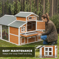 Load image into Gallery viewer, 79"L Chicken Coop for 6 Chickens, Outdoor Wooden Hen House Poultry Cage with Run, 2 Nesting Boxes, Slide-Out Tray, Waterproof Asphalt Roof, Sliding Rod Door and Roosting Bar, Orange