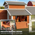 Load image into Gallery viewer, 79"L Chicken Coop for 6 Chickens, Outdoor Wooden Hen House Poultry Cage with Run, 2 Nesting Boxes, Slide-Out Tray, Waterproof Asphalt Roof, Sliding Rod Door and Roosting Bar, Orange