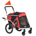 Load image into Gallery viewer, Aosom 2 in 1 Bike Trailer, Foldable Dog Bike Stroller with Aluminum Frame, Quick Release Wheels, Safety Leash, Anti-Slip Mat, Hitch Coupler, Reflectors, Flag for Medium Dogs, Red