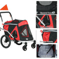 Load image into Gallery viewer, Dog Bike Trailer Dog Stroller 2 in 1 Foldable with Aluminium Frame, Quick-Release Wheels, Safety Leash, Anti-Slip Mat, Hitch Coupler, Reflectors, Flag, for Medium Dogs - Red
