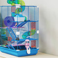 Load image into Gallery viewer, 5 Tier Hamster Cage, Gerbil Cage with Tube Exercise Wheels, Tunnel, Water Bottle, Dishes, Blue, 58H x 46L x 30Wcm