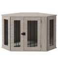 Gallery viewerに画像を読み込む, 41" Dog Crate Furniture, Corner Dog Crate End Table for Medium and Small Dogs, Indoor Dog Cage with Cushion, Door, Lock, Walnut Brown