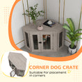 Gallery viewerに画像を読み込む, 41" Dog Crate Furniture, Corner Dog Crate End Table for Medium and Small Dogs, Indoor Dog Cage with Cushion, Door, Lock, Walnut Brown