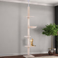 Load image into Gallery viewer, 8.5ft Cat Climbing Tree 5-Tier Kitty Activity Center Floor-to-Ceiling Cat Climber Toy with Scratching Post Play Rest Post Pet Furniture Beige