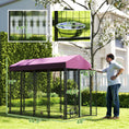 Load image into Gallery viewer, PawHut 8' x 4' x 6' Outdoor Dog Kennel, Dog Playpen with Rotating Bowl Holders, Walk-in Heavy Duty Dog Cage with Waterproof UV Protection Cover, Red